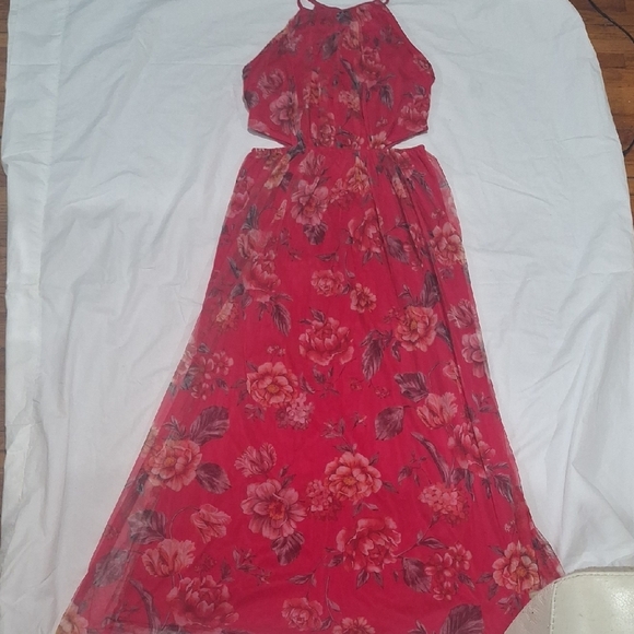 Candalite Wome's Floral Red Maxi Dress Size M - Picture 1 of 9